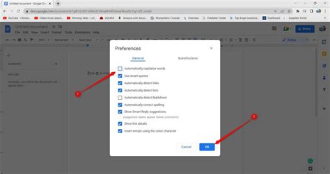 how to turn off auto caps in google docs
