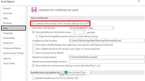 how to turn off auto save in word and excel