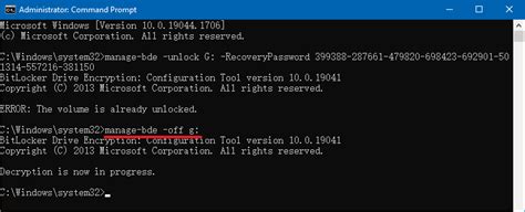 how to turn off bitlocker using command prompt windows 10