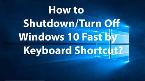 How To Turn Off Computer By Keyboard Shortcut