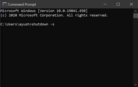 how to turn off computer using command prompt