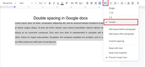 how to turn off double space on google docs
