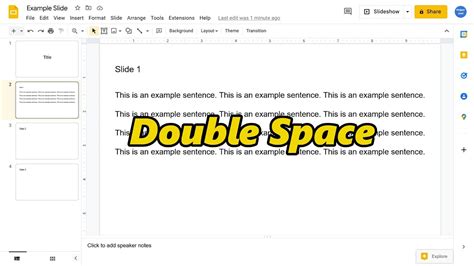 how to turn off double space on google slides