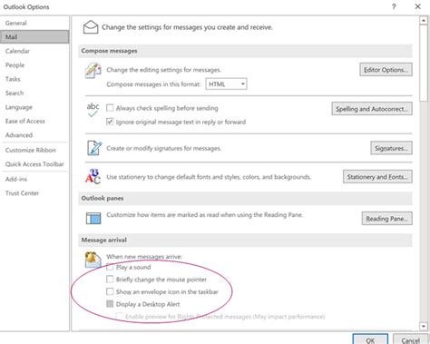 how to turn off email notifications in outlook
