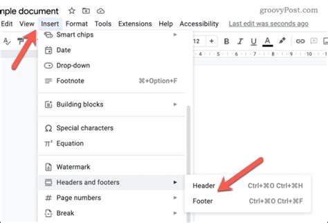 how to turn off header and footer in google docs