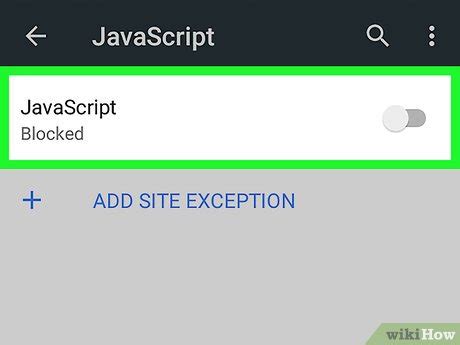 how to turn off javascript on android