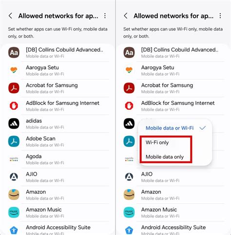 how to turn off mobile data for certain apps on android