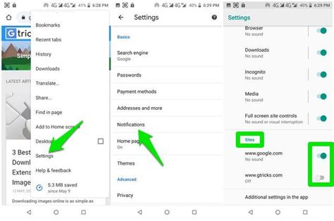 how to turn off notifications chrome android