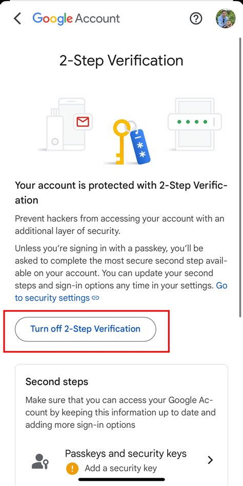 how to turn off number verification on google