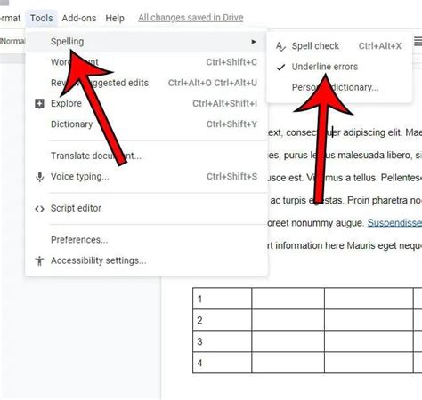how to turn off red underline in google docs