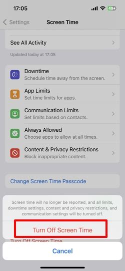how to turn off screen time limit on iphone without passcode