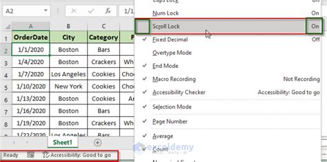 how to turn off scroll lock in excel sheet