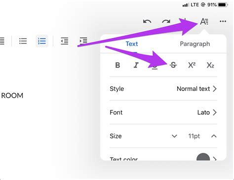 how to turn off strikethrough in google docs