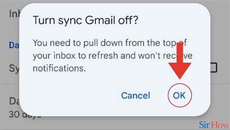 how to turn off sync in email app