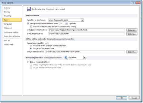 how to turn on autosave automatically in word