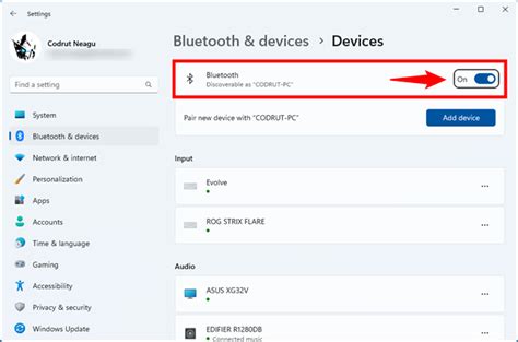 how to turn on bluetooth on computer without mouse or keyboard