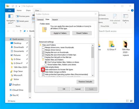 how to turn on file extensions in windows 10
