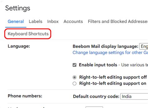 how to turn on keyboard shortcuts gmail