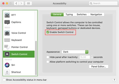 how to turn on switch control mac