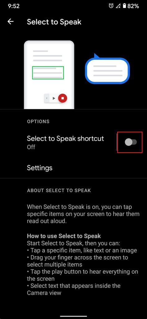 how to turn on text to speech in android