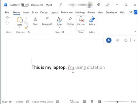 how to type automatically by speaking in word
