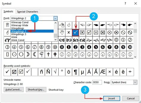 how to type check symbol in word using keyboard