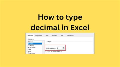 how to type decimal in excel