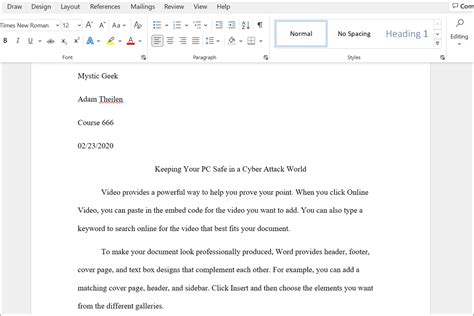 how to type in mla format on microsoft word