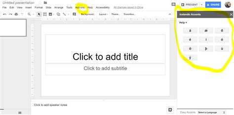 how to type letters with accents on google slides