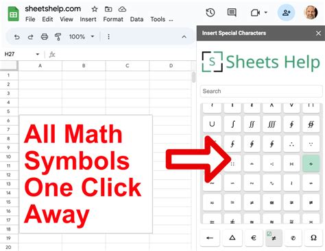 how to type math symbols in google docs