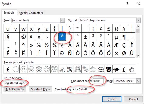 how to type registered symbol in word