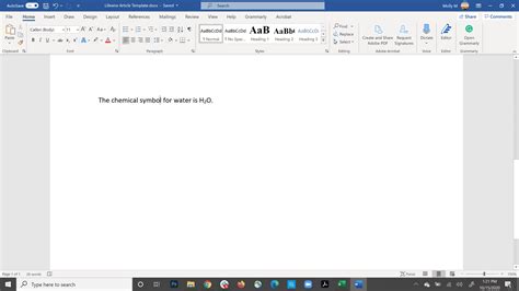 how to type subscript in word