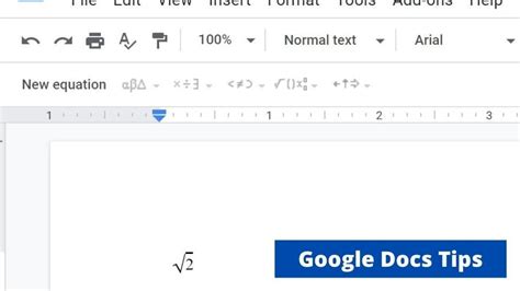 how to type the square root symbol on google docs