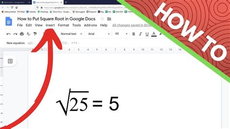 how to type the square root symbol on google slides