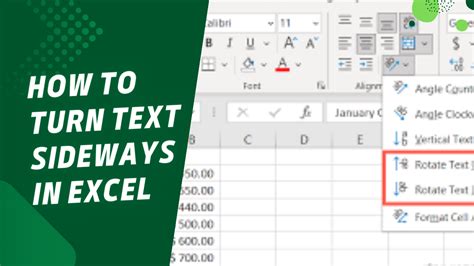 how to type words sideways in excel