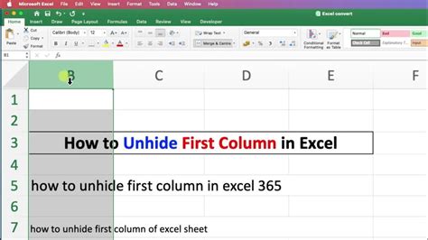how to unhide 1st column in excel 2016