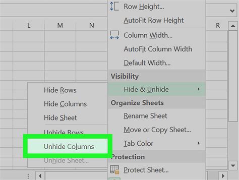 how to unhide all columns in excel vba