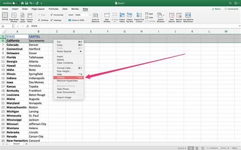how to unhide cells in excel macbook