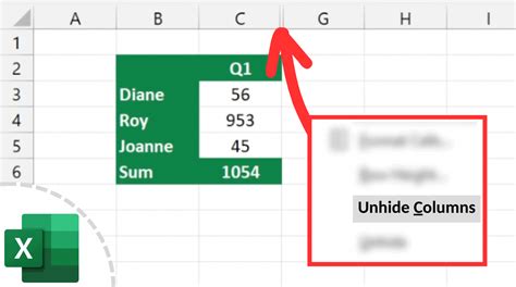 how to unhide columns in excel vba
