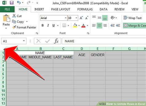 how to unhide locked rows in excel