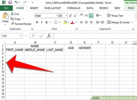 how to unhide rows in excel mac