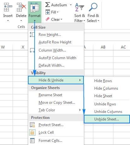 Unhide Sheets in Excel
