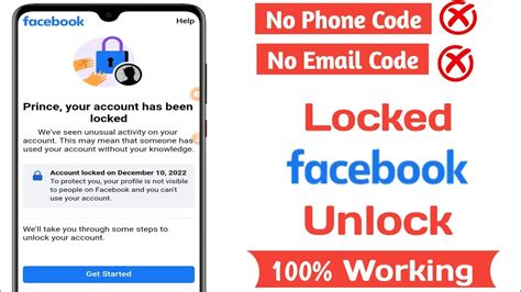 how to unlock facebook account without code