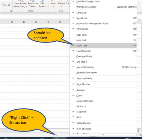 how to unlock scroll lock in ms excel