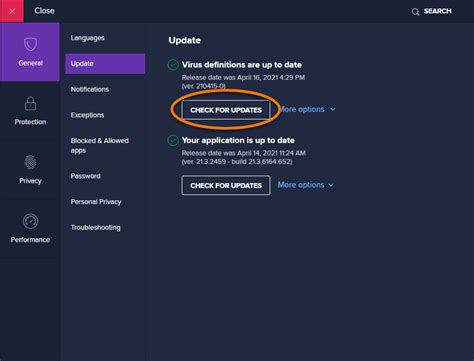 how to update avast security