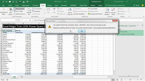 how to update data query in excel