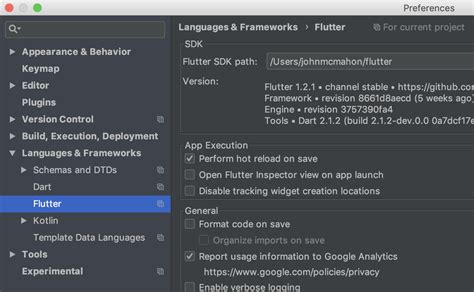 how to update flutter sdk path in android studio