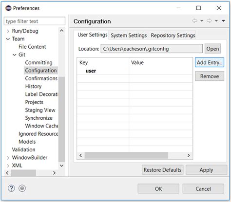 how to update git credentials in eclipse