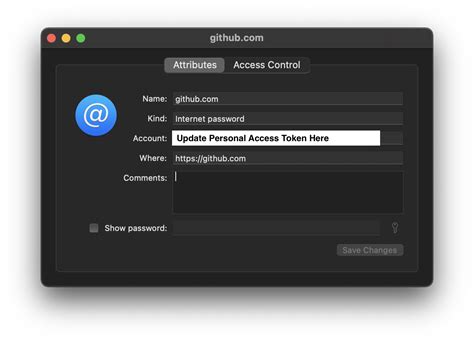 how to update git token in mac
