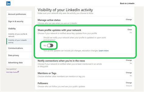 how to update linkedin profile without notifying others